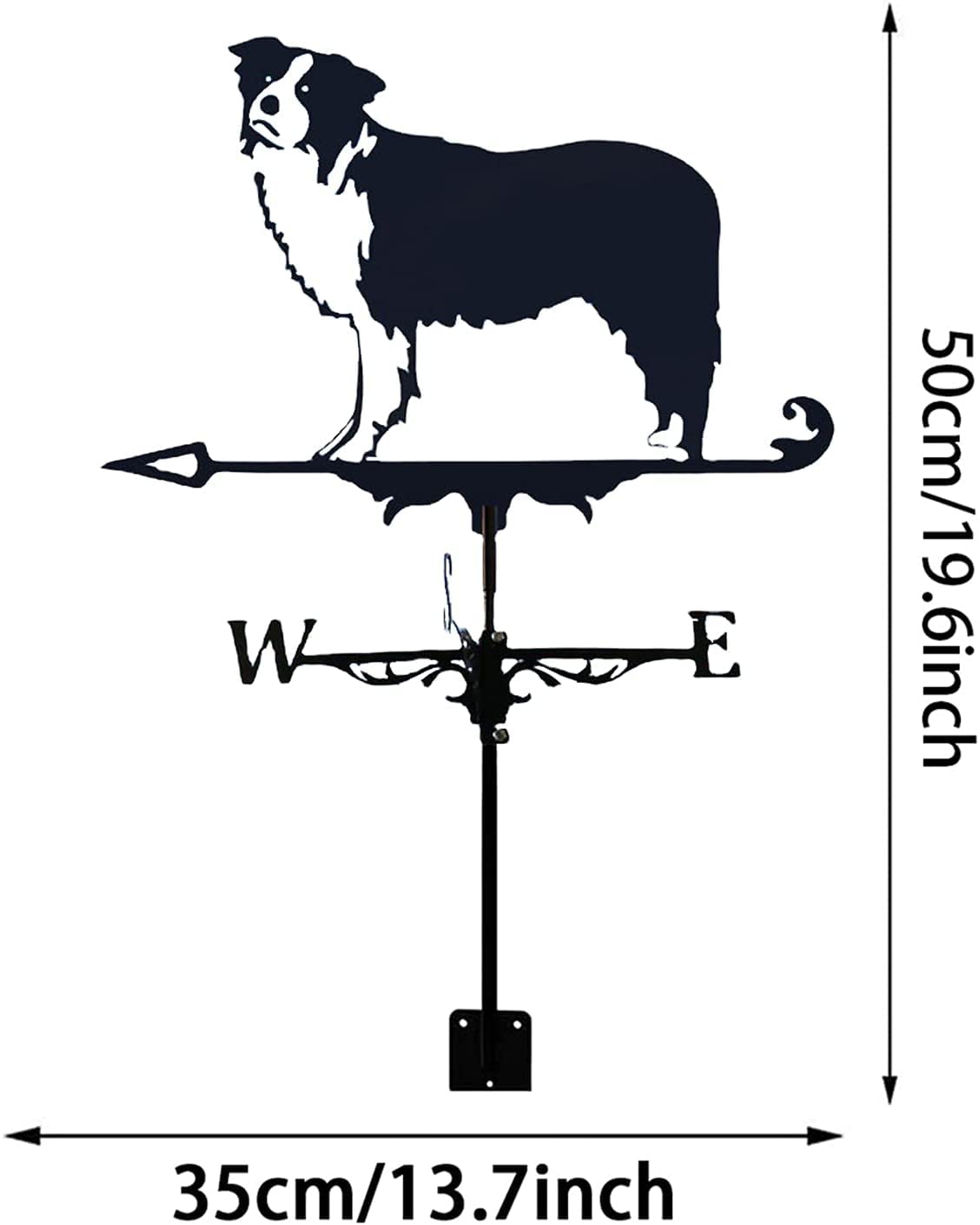 Girouette Coq En Fer Forgé Acier Inoxydable – Décoration Jardin Toit, 50x35 Cm, Résistante Aux Intempéries