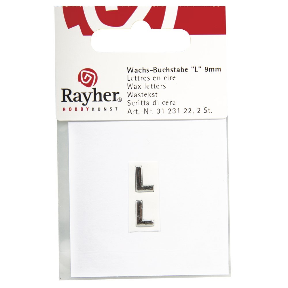 RAYHER Wax Letters 'X' 9 mm 3123122 Pack of 2 – L – Silver
