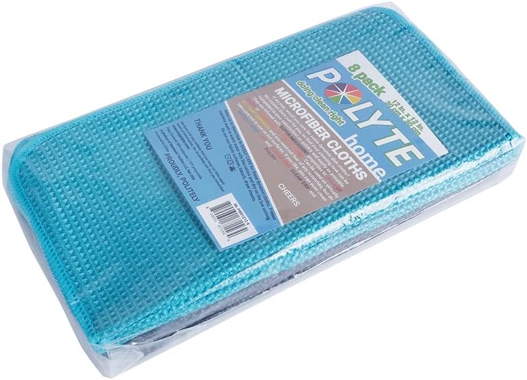 POLYTE Ultra Premium Microfibre Kitchen Dish Cloth Waffle Weave, 8 Pack (30x30 cm, Multi)