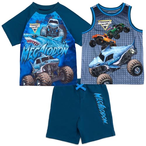 Ensemble 3 pièces Monster Jam débardeur et short en éponge pour enfant