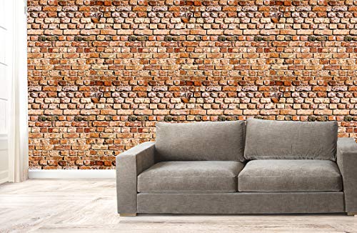 Image of DWELLSINDIA Brown 3D Brick Self Adhesive Wallpaper Waterproof, Scratch Resistant, Laminated 41cmx244cm