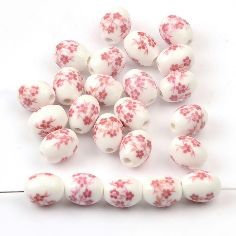 Cheriswely Perline In Ceramica Floreale 180 Pezzi – 8 Mm, Foro 2-2.5 Mm, Per Creare Gioielli Fai Da Te, Bracciali, Collane E Orecchini - 4