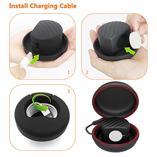 HAOZOUSA Compatible Apple Watch Charger Stand Holder, Charging Station EVA Hard Protective Storage Case Dock for iWatch Series 6 5 4 3 2 1 38mm 40mm 42mm 44mm【Charger Not Included】 Black
