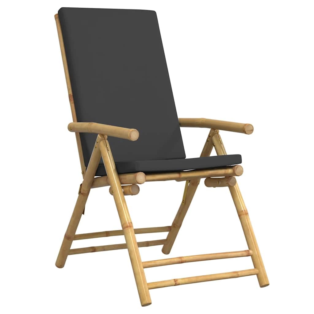 Bambusowy regulowany odchylany komplet bistro z poduszkami Brąz 45x45x45 cm