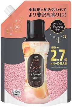 Lenor Eau Luxe New Model Eternal Laundry Scented Beads, White Musk & Apricot Scent, Refill, 46.6 fl oz 1,300 ml, Large Capacity, Use with Fabric Softener for Long Lasting Scent