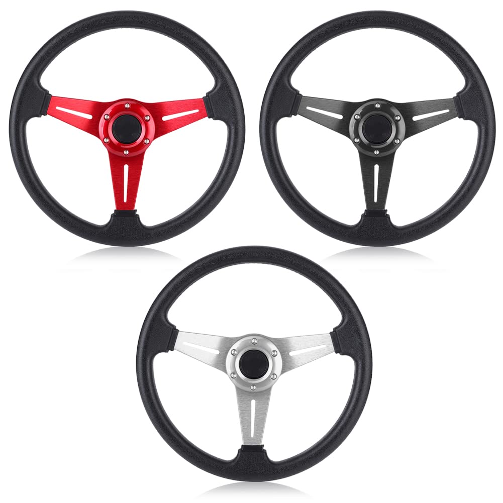 Volante, volante da corsa universale da gioco in lega di alluminio volante da corsa per rally da corsa Motorsport Car Sim Driving 14 pollici(Nero)