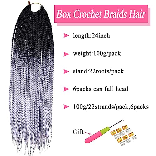 TAOYEMY Box Braids Crochet Hair Extensions 24 Inch 6 Packs, 22 Strands/Pack - Image 2