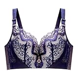 Necalisi Dirndl Push up BH Blau1 Damen Push Up BH mit Blumen Spitze Schalen Bügel BH Gepolstert Elegant BH Damen Push up 110D
