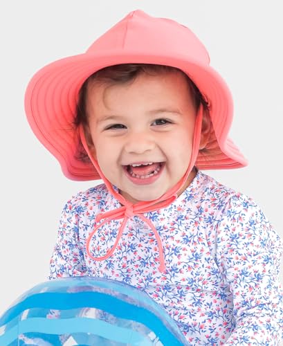 Image of RuffleButts Baby /Toddler Girls UPF 50+ Sun Protective Wide Brim Swimwear Sun Hat