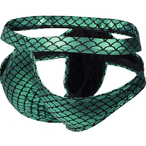 AGJGFM Men Shiny Fish Scale Print Briefs Sexy Low Waist Bulge Pouch Thongs Underpants Bikini Underwear, Medium3