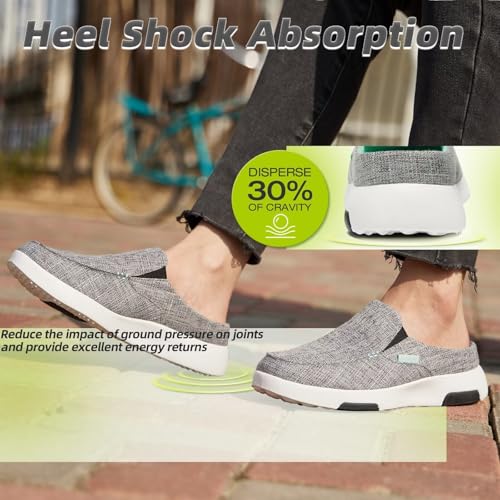 OrthoComfoot Women's Orthopedic Slip-On Loafers Walking Shoes: Comfortable Arch Support Slippers for Plantar Fasciitis, Casual Canvas Orthotic Mule Clogs for Foot Heel Pain Relief3