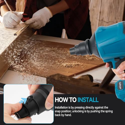 luolety Draadloze Stofblazer voor Makita 18V 21V batterij, 1000W Handheld Traploze Snelheid Motor Perslucht Duster met LED Licht & 8 Nozzles, 40000 RPM voor Garages Workshop Zaagmolen Kamer Thuis - Afbeelding 3