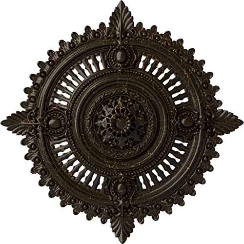 Image of 29 1 /8 inchOD x 1 1 /4 inchID x 4 inchP Haylynn Ceiling Medallion (Fits Canopies up to 1 1 /4 inch), Hand-Painted Stone Hearth Crackle