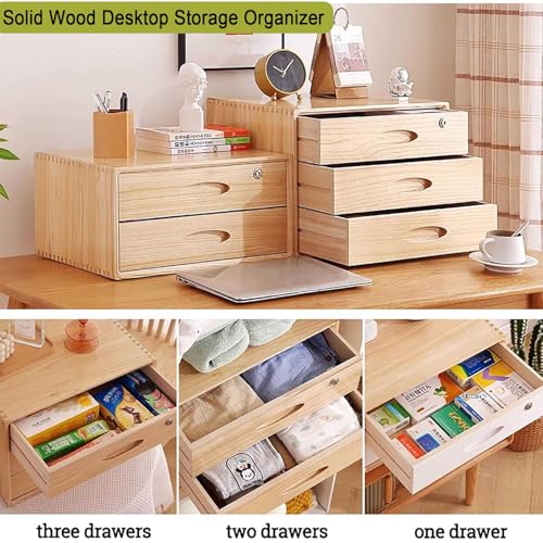Organizer da scrivania in legno con cassetti con serratura per riporre documenti e accessori, soluzione elegante e funzionale per scrivania da ufficio