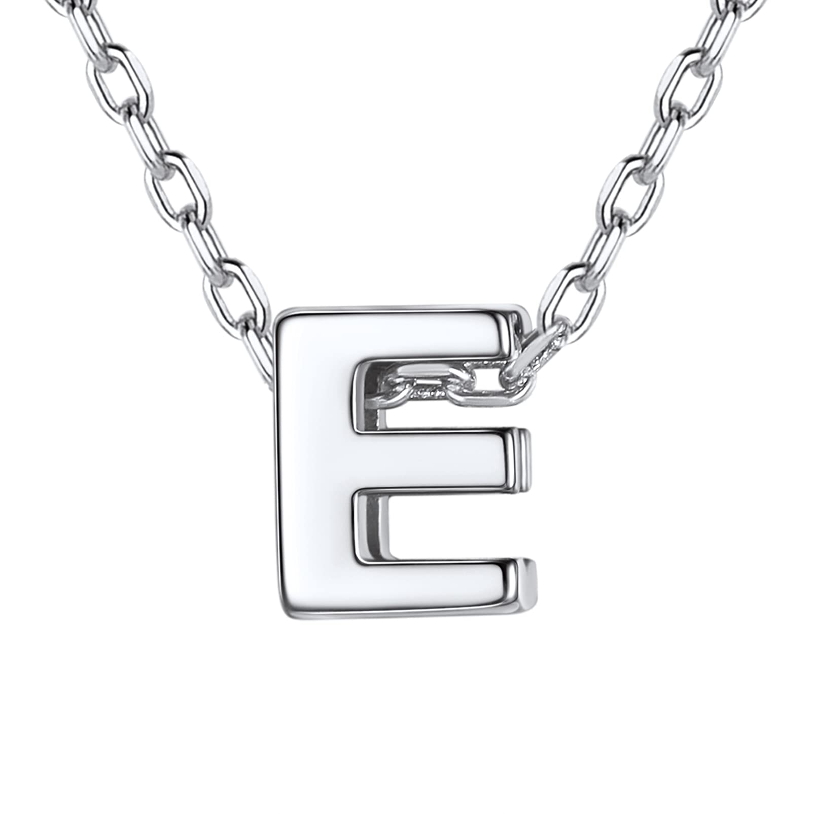 SilvoraSolid Letter Necklace with E Initials for Female Plain Silver Jewelry Wedding Accessories