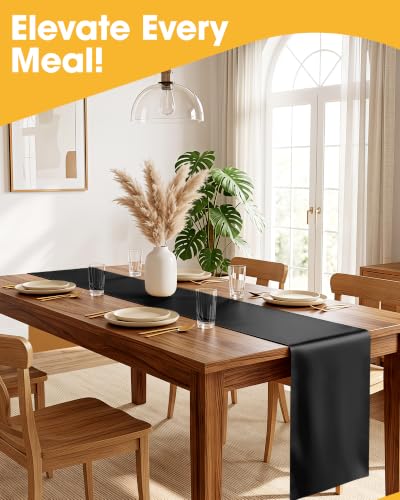 Image of Niuara Black Plastic Table Runner Party Decorations, Disposable, 4 Pack | Halloween Decor, Wedding & Holiday Events, Water & Oil Resistant, 14 x 108 Inch