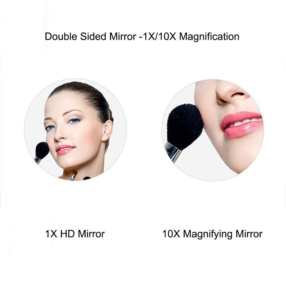 Espejo de maquillaje montado en la pared Espejo de afeitar de baño con Aumento de 10X, Espejo de baño extensible con diseño giratorio de 360 ° Redondo de Doble Cara, Dorado, 8 pulgadas