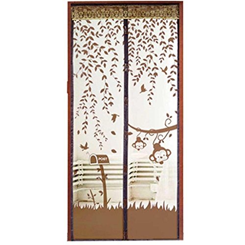 DAEDALUS Moustiquaire magnétique mains libres pour porte douce et durable, Dacron, café, 100cm x 210cm