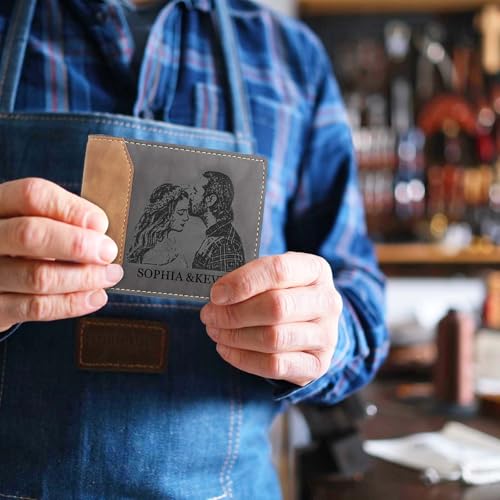 Personalized Wallets for Men Custom Mens Wallet Leather Personalized Photo Wallets Engraved Wallet with Picture Initial Names Customized Gifts for Men Dad Boyfriend Husband Groomsmen2