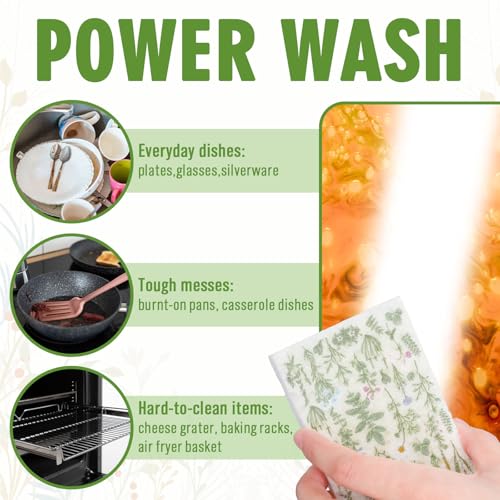 Image of FYSUIMU 8Pcs Wildflower Kitchen Sponges Vintage Floral Pattern Water Absorbing Dish Washing Sponges Non Scratch Cleaning Scrub Sponge for Spring Home Bathroom