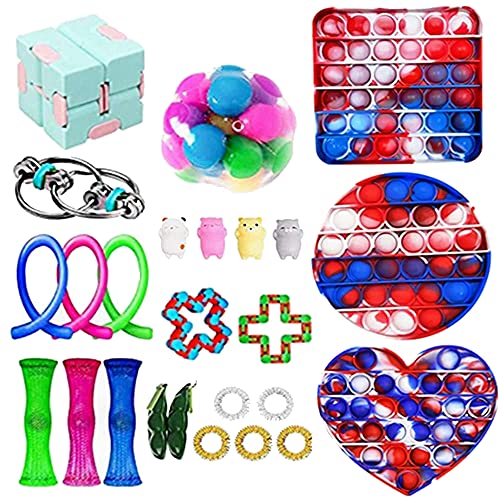 YINGFEINIAO Sensory Fidget Toy Set, Relieves Stress and Anxiety Toys for Children Adult, Fidget Pack Cheap Toys Set, Gifts for Kids & Adults(25Pcs)