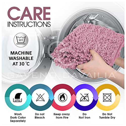 GC GAVENO CAVAILIA Soft Bath Mat Sets For Bathroom | 2 Piece Bath Mat Non Slip Back | Highly Water Absorbent & Fast Drying 100% Microfiber Chenille Toilet Rug with Pedestal Mat | Blush Pink - Image 6