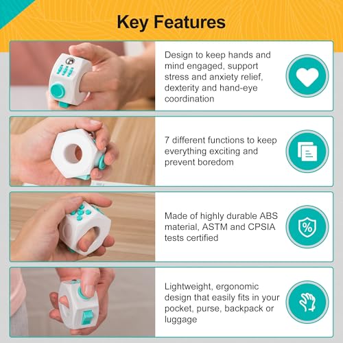 Image of Fidget Toys Adults Sensory Cube Toy - Cube Toys with Click Ball - Decompression Ring Fidget Finger Toy Stress Relief for Adults(White)