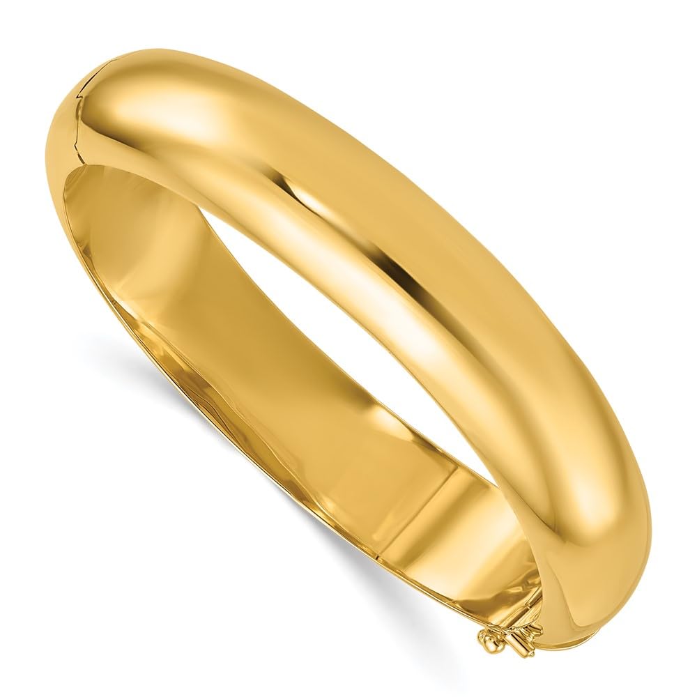 Fashion-forward 14k Yellow Gold 11 5mm Dome Bangle Bracelet - High Polish Shine