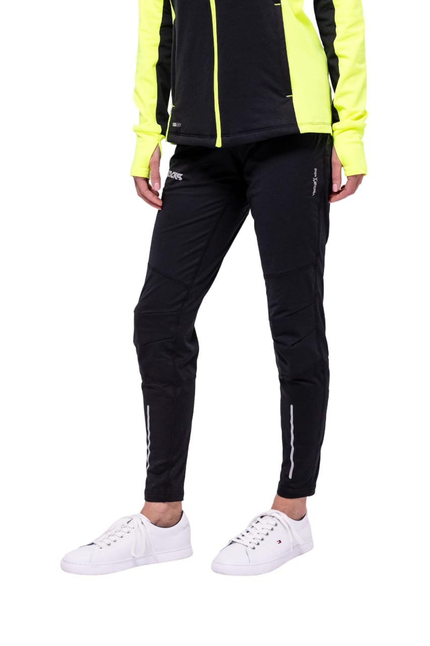 Airtracks Damen Winter Funktions Laufhose Lang Pro Line - Thermo Running Tight - Lauftight - Warm - Atmungsaktiv - Reflektoren