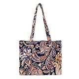 EGFAS Quilted Shoulder Tote Bag Handbag (SMALL Paisley NV/BG)