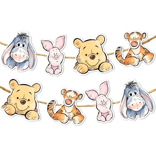 8 Pcs Bear Banner Birthday Baby Shower Decorations For Boys Girls - Classic Bear Nursery Decor - Banner For Reveal Neutral Party Birthday Party Favor and Supplies.