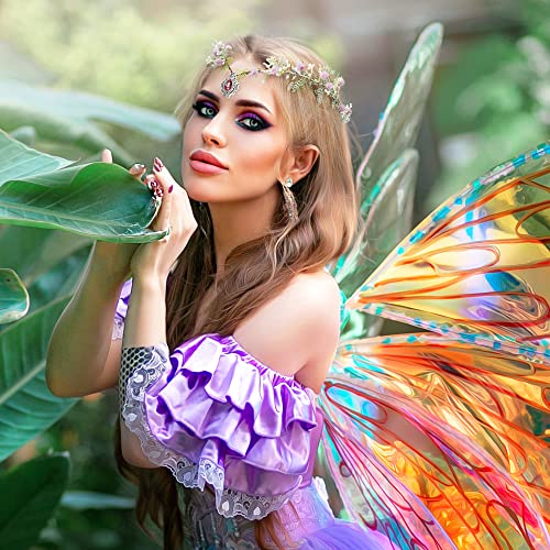 Mostory Handmade Purple Woodland Fairy Crown Headband Crystal Pendant Flower Headpiece Princess Tiara Wreath For Women Girls Wedding Bridal Valentine Christmas Gifts Birthday Party Photoshoot #TOP2