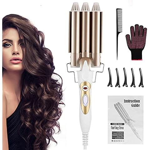 DazSpirit 3 Barrel Hair Waver for Long/Short Hair, 22mm Curling Iron Curling Wand Beach Waver Curler with Intelligent Temperature Control for Trendy Style Cover