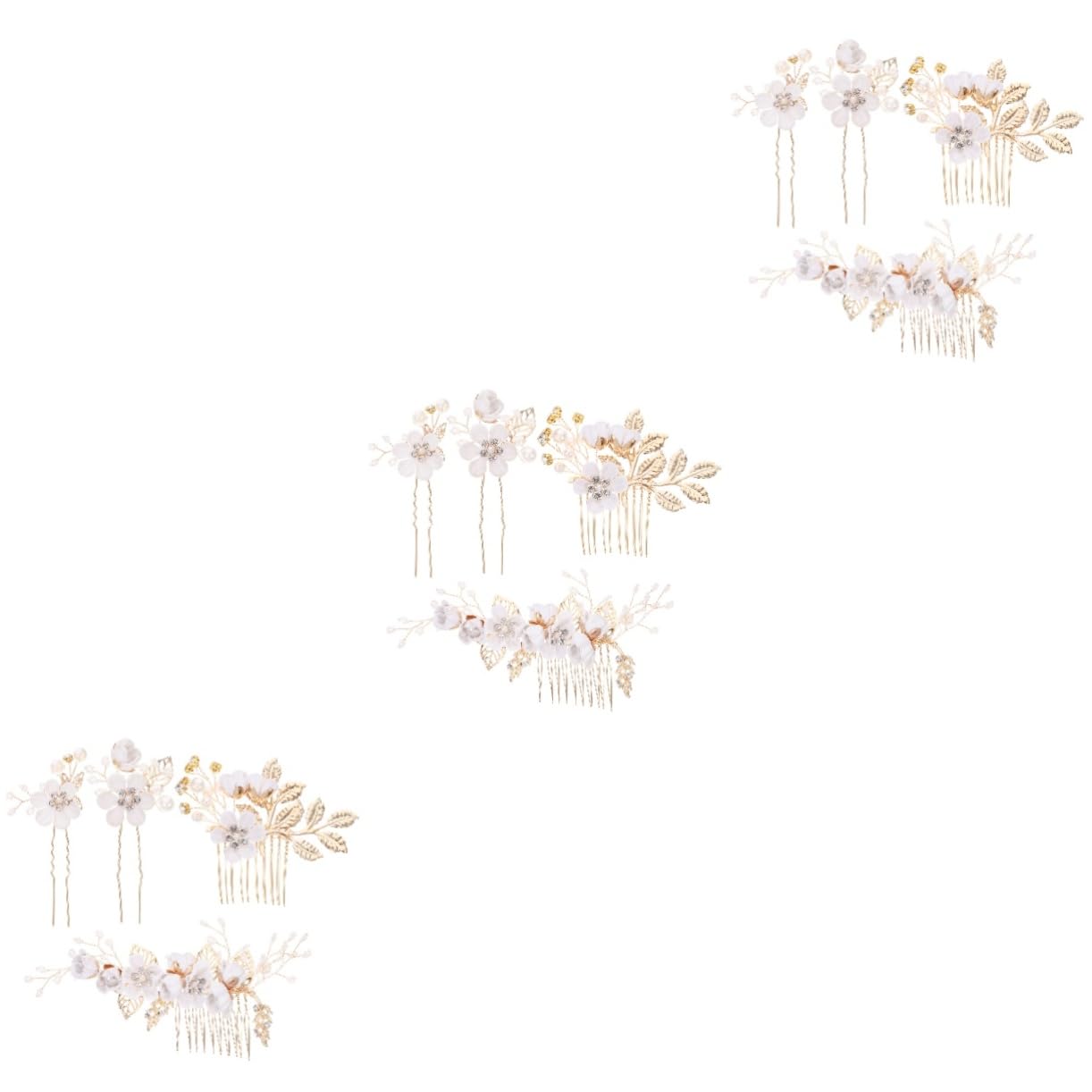 Abaodam 12pezzi Pettinini e Bacchette Floreali Per Accessori Da Sposa Eleganti Per Matrimoni e Occasioni Speciali