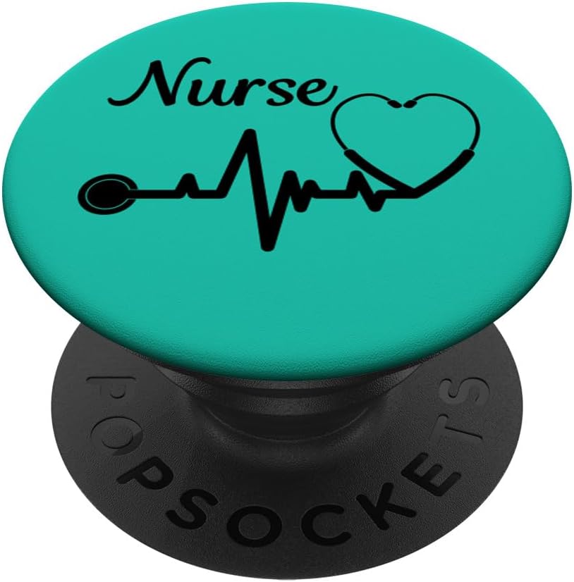 Womens Nurse phone accessory RN Heartbeat Gift PopSockets PopGrip: Swappable Grip for Phones & Tablets PopSockets PopWallet for MagSafe