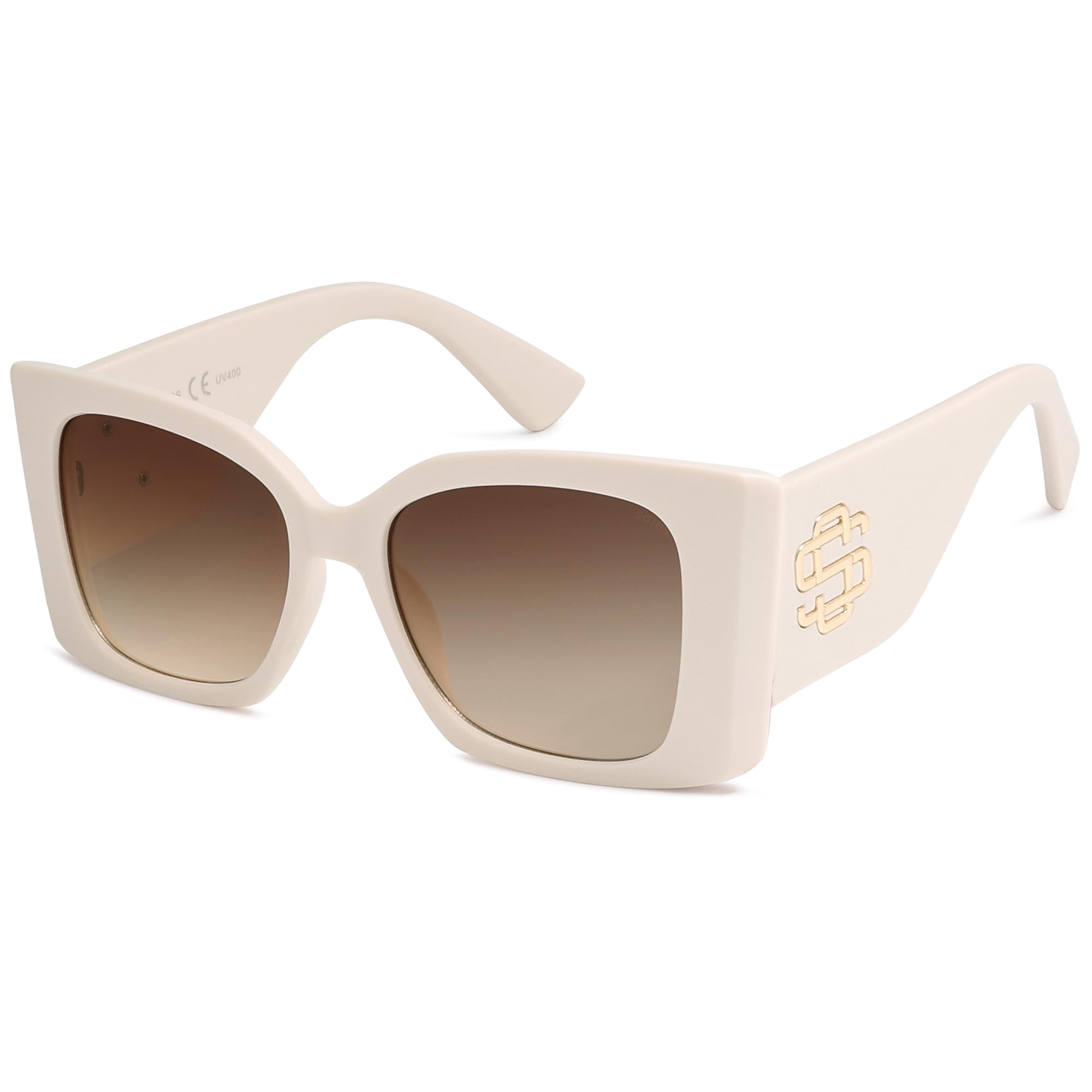SOJOS Sunglasses for Women & Men Square Wide Thick Frame Shades Retro Trendy Fashion UV Protection SJ2349