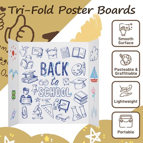 4 pcs small trifold poster board 215 x 14 inches poster board with double sided tapes and cardboard corrugated presentationdisplay board for school project science fair business