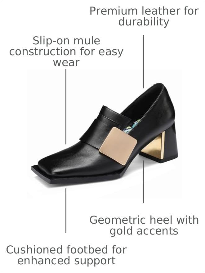 Image of Loafers for Women Patent Leather Buckle Square Toe Chunky Block Dress Slip On Wide Casual Comfortable Dressy High Heels Ladies Comfort Moccasins Elegantes 2 Inch Shoes