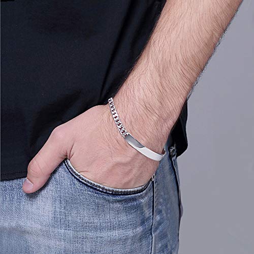 Dankadi Classic Men Silver Jewelry Bracelet 100% 925 Sterling Silver Bracelet Glossy Brand Bracelet 10 Mm 7" 8 "9" 10" Original Italy Design Cuban Chain Gifts For Men Safety Clasp (8) #TOP3