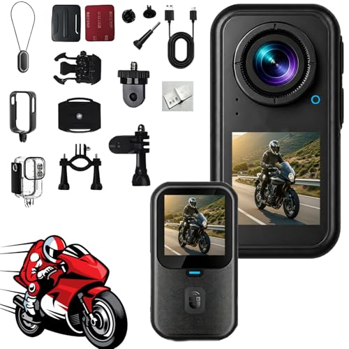 Varnock Motorcycle Camera 5k HD Outdoor Sports Camera Magnetic Mount Cycling & Motorcycle Thumb Recorder 24-Megapixel 130-Degree Wide-Angle Lens for Cycling Diving (5K)