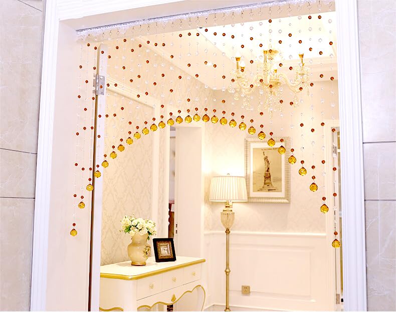 Image of K9L 30 String, Acrylic Bead and Drops, String Hanging Crystal Curtain (30 String Suitable to 4 to 5 Feet Width) (Golden)