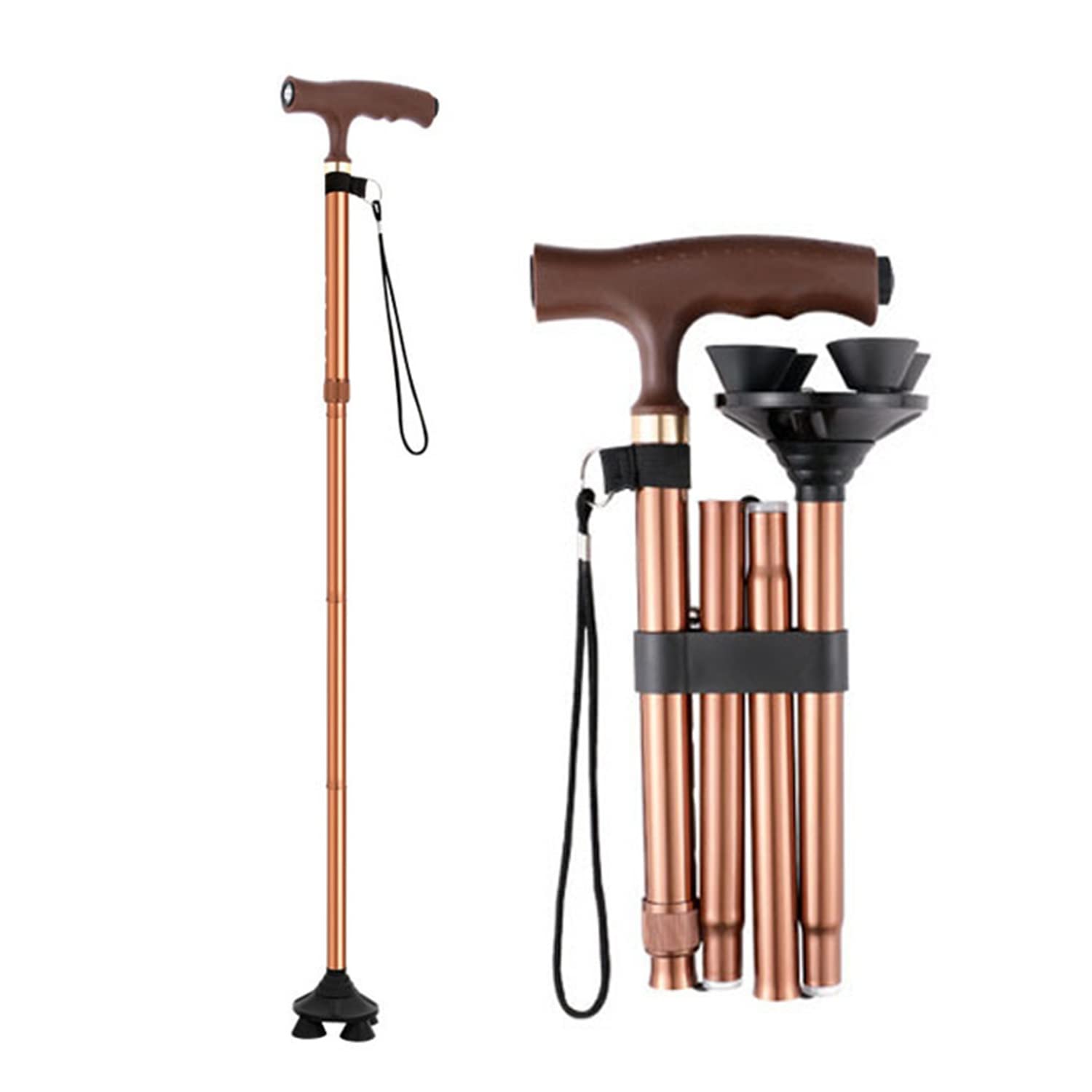 Stampelle multifunzione/bastone da passeggio, 5 fermate regolabili in altezza, stampelle ergonomiche per l'avambraccio, stampella pieghevole, leggere antiscivolo, regali per genitori e madri