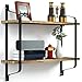 Bakaji Mensola da Parete 2 Ripiani Struttura in Metallo Nero Scaffali in Legno MDF Design Moderno Scaffale Libreria Multiuso da Muro Dimensione 61 x 51,5 x 15,5 cm