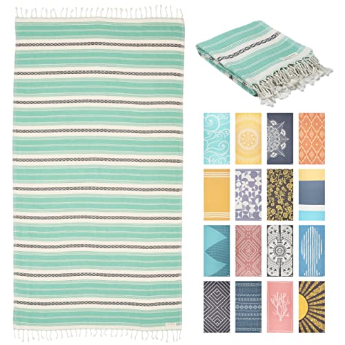 FESHKA Sand Free Turkish Beach Towel (37 x 67) Quick Dry Bath Towel