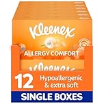 Kleenex® Allergy Comfort Tissues - Pack of 12 Tissue Boxes- Hayfever Allergy Comfort Tissues - Extremely Gentle, Perfect for Hay Fever Symptoms