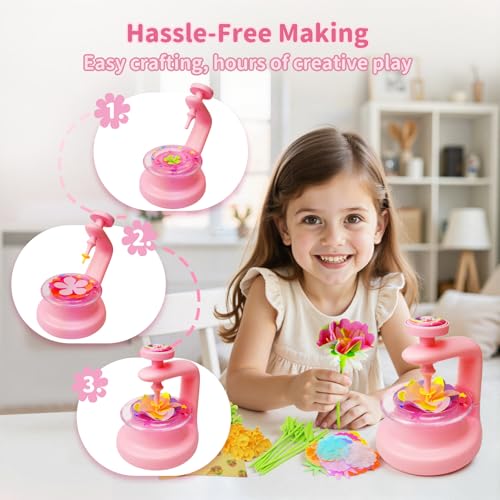 VNLINA DIY Fabric Flower Bouquets Toys – Crafts for Girls, Arts and Crafts for Kids Ages 4-8 8-12, Perfect Holiday Party Activity Toy, Birthday Gifts for Girl (Pink) by VNLINA - Image 5