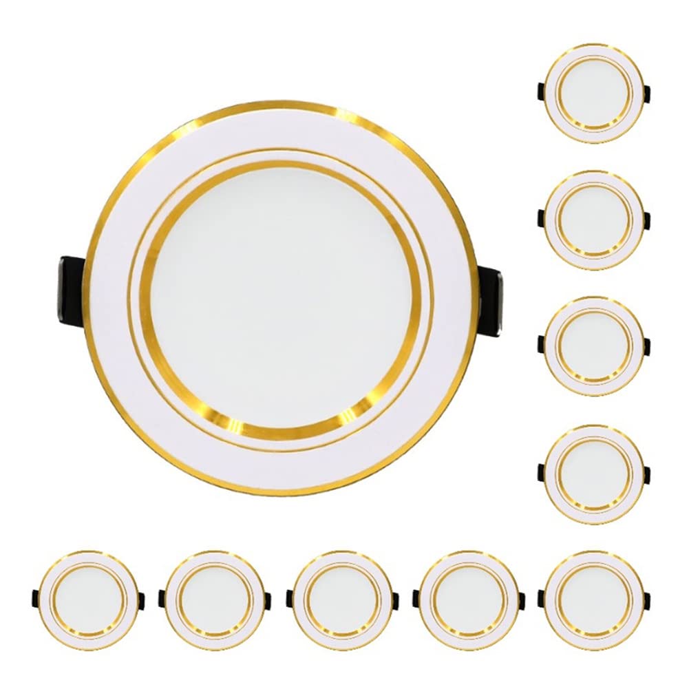 Opaeroo 10 Pcs LED Downlight 220v Ceiling Light 5W 9W 12W Recessed Down Light Round Panel Light 15W 18W Spotlight Indoor Lighting WarmWhite18W Gold