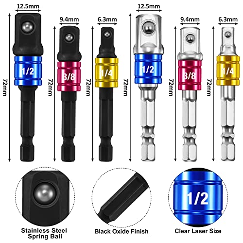 10 Pcs Drill Bit Sockets Adapter Extension Set Including Power Drill Adapters 360 Degree Rotatable Hex Shank Drill Adapters 105 Degree Angle Screwdriver Drill Bit For Household Workplace Industry #TOP2