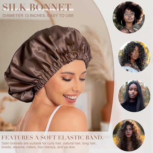 Image of Satin Pillow Cover with Silk Bonnet & 3 Premium Scrunchies - Hair & Skin Care Set for Women - Anti-Frizz Sleeping Combo - Gift Pack (Red)