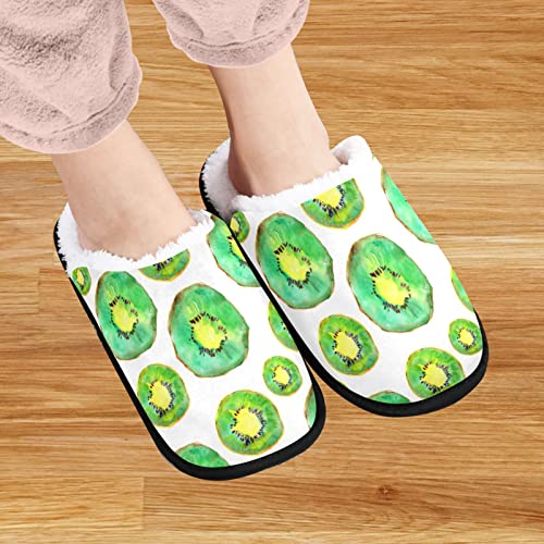visesunny Kiwi Fruit Watercolor Cozy Fuzzy Mens Womens Memory Foam House Slippers Plush Fleece Indoor Outdoor Slipper4